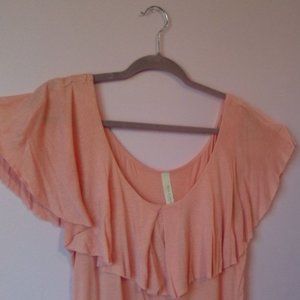 Ollie & Chloe Jolie Light Pink Off-Shoulder Cascade Neck Top